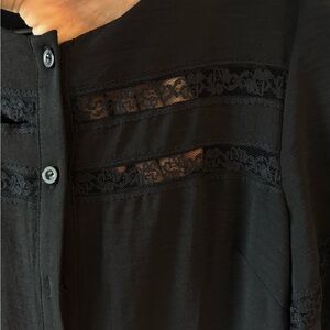 Chic Black Midi Dress with Lace Accents